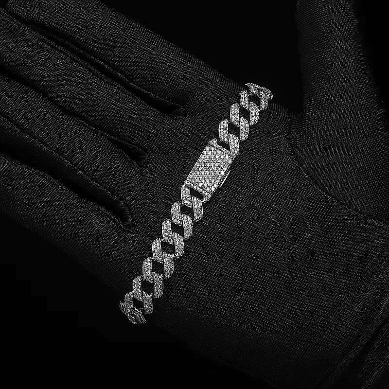 Adjustable size men's and women's hip hop style 10mm thick Cuban chain with zircon wedding gift fashionable brass bracelet