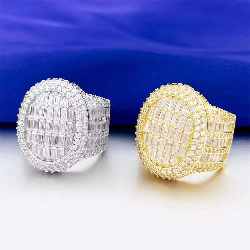 Luxury 925 Sterling Silver Ring Gold Plated Moissanite Engagement Rings Jewelry Women Men