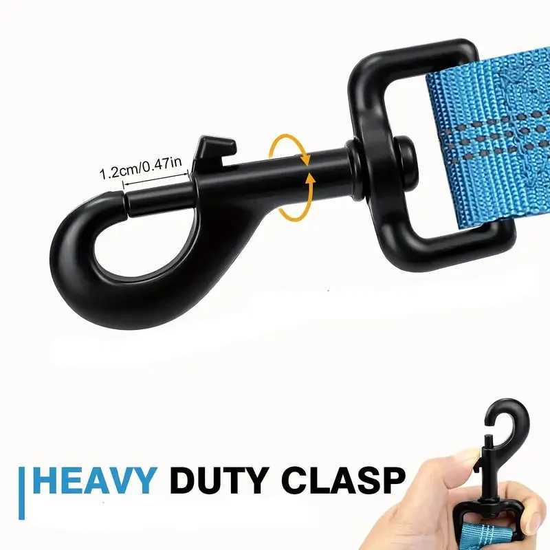 Heavy Duty Bungee Dog Leash 5-Foot Shock Absorbing Polyester Lead with Dual Padded Handles Adjustable Waist and Secure Buckle J251110