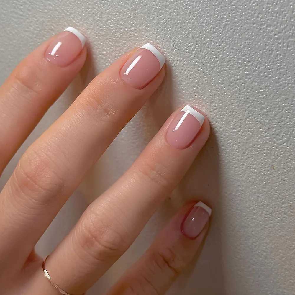 24 short French minimalist nails with files and jelly gel W250410