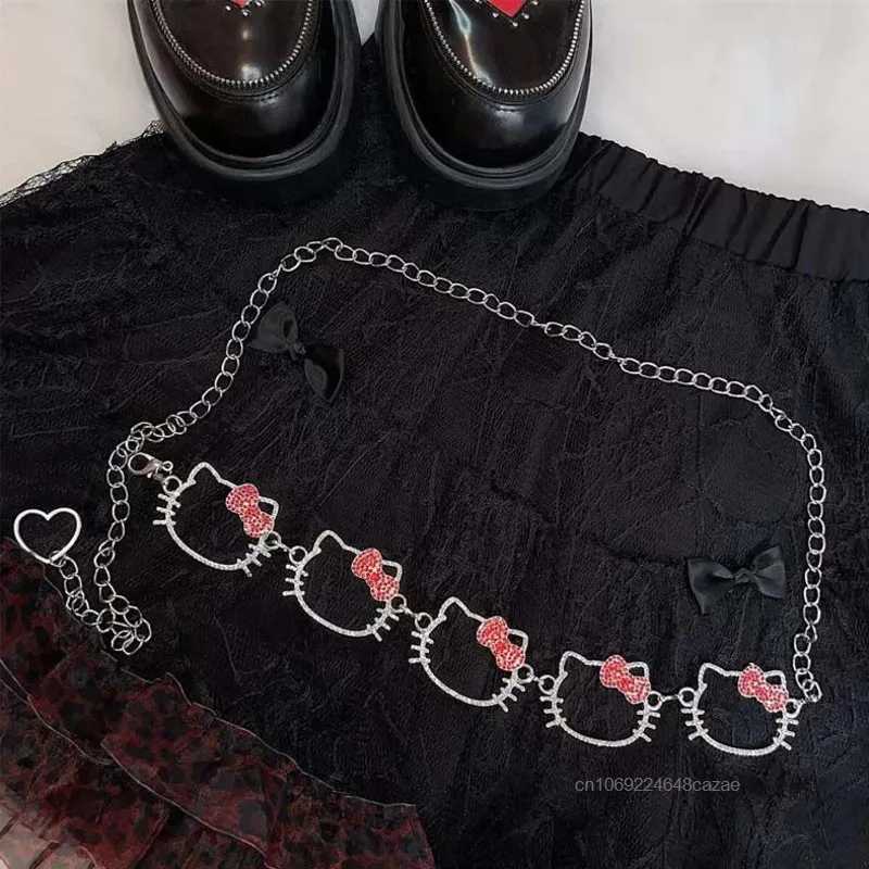 Cute waist chain luxury diamond set metal chain belt Korean version Y2K new version X250410