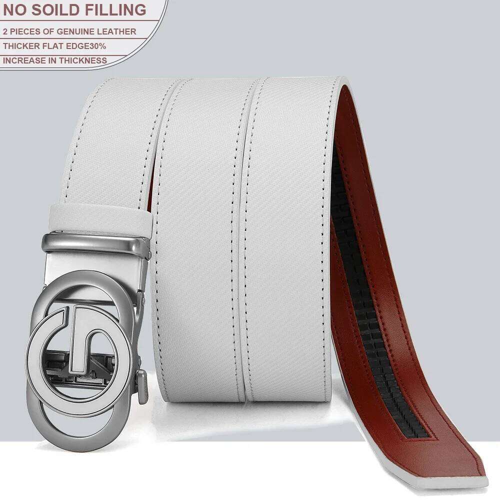 Men Genuine Leather Automatic Famous Brand Belt for Men's High Quality Buckle Work Black Cowskin Business