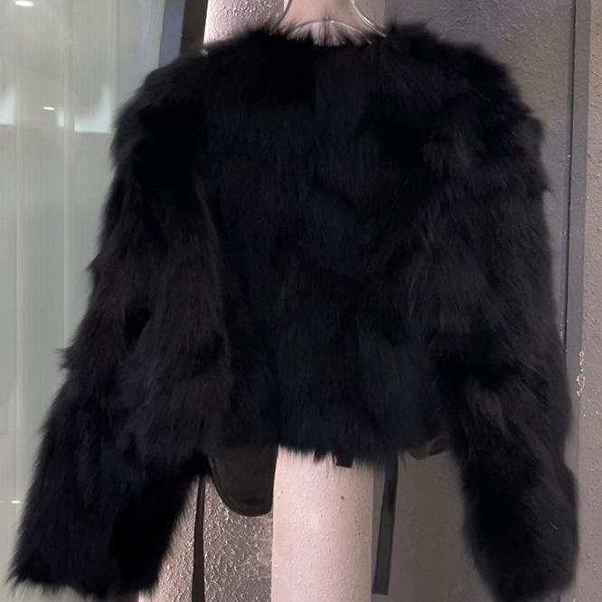 Women's Fashionable and Elegant Short Faux Fur Ligament Coat