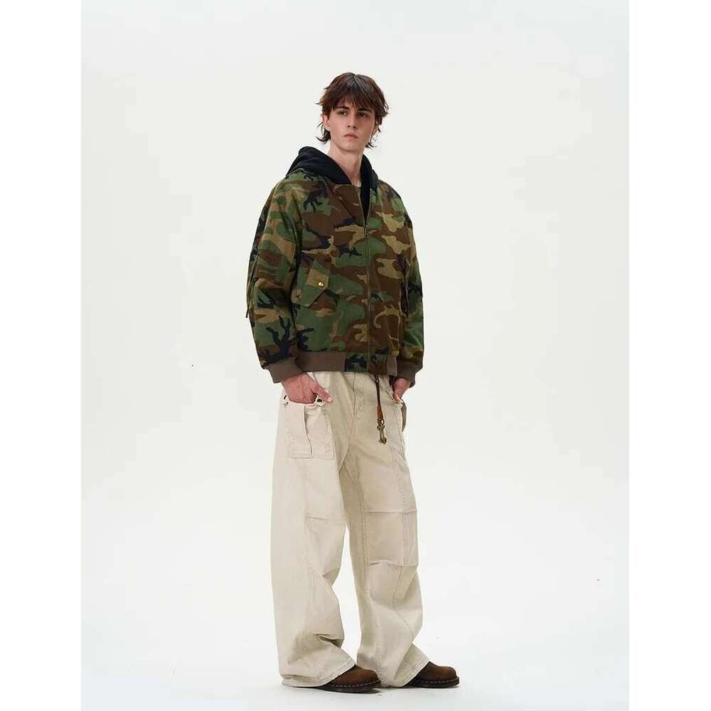 Camouflage Thickened Cotton-Padded Coat Contrasting Hooded Jackets Street Wear Puffer Jacket