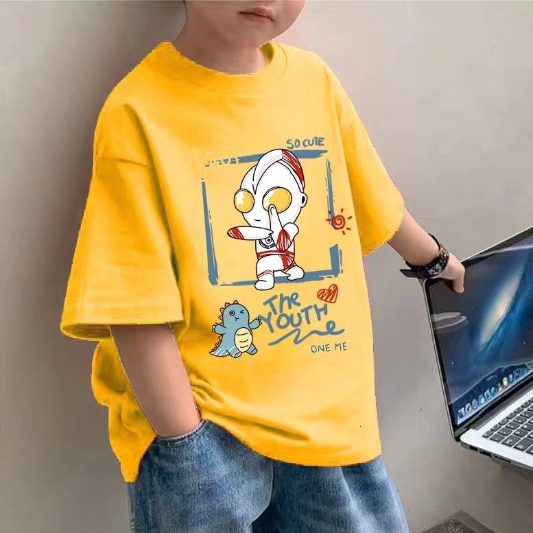 Ddmyshoesvip Pure Cotton Boys Short T Shirt Clothing New Style Handsome Top Half Sleeved Mid Size Children S Summer Fashion Trend