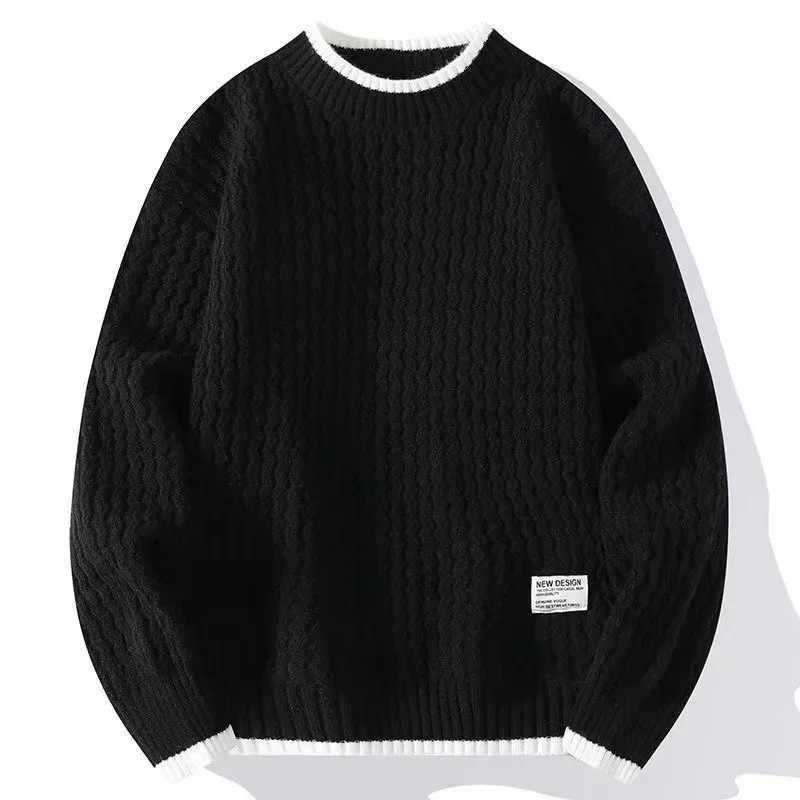 Fashion Mens Autumn Winter Knitted Sweater round Neck Loose Warm Solid Color Base Layer Top Coat Casual Fashion Outerwear Y251110