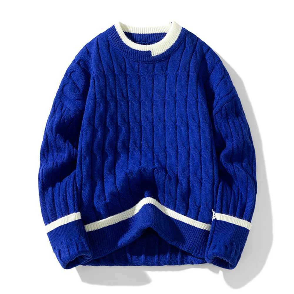Fashion Two new mens autumn and winter base knitted sweater round-neck sweater mens thickened solid color loose knitted sweater Y251110