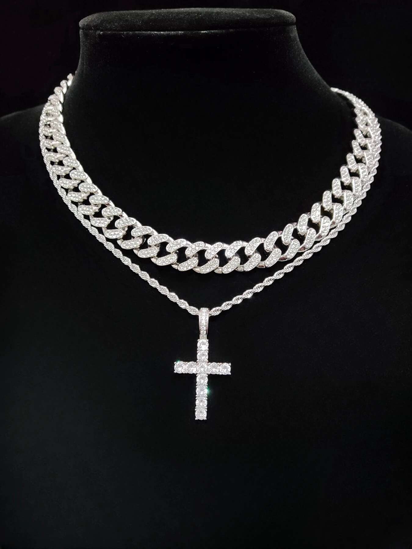 Men Women Hip Hop Zircon Cross Pendant Necklace with Cuban Chain HipHop Iced Out Bling Hiphop Necklaces Fashion Jewelry