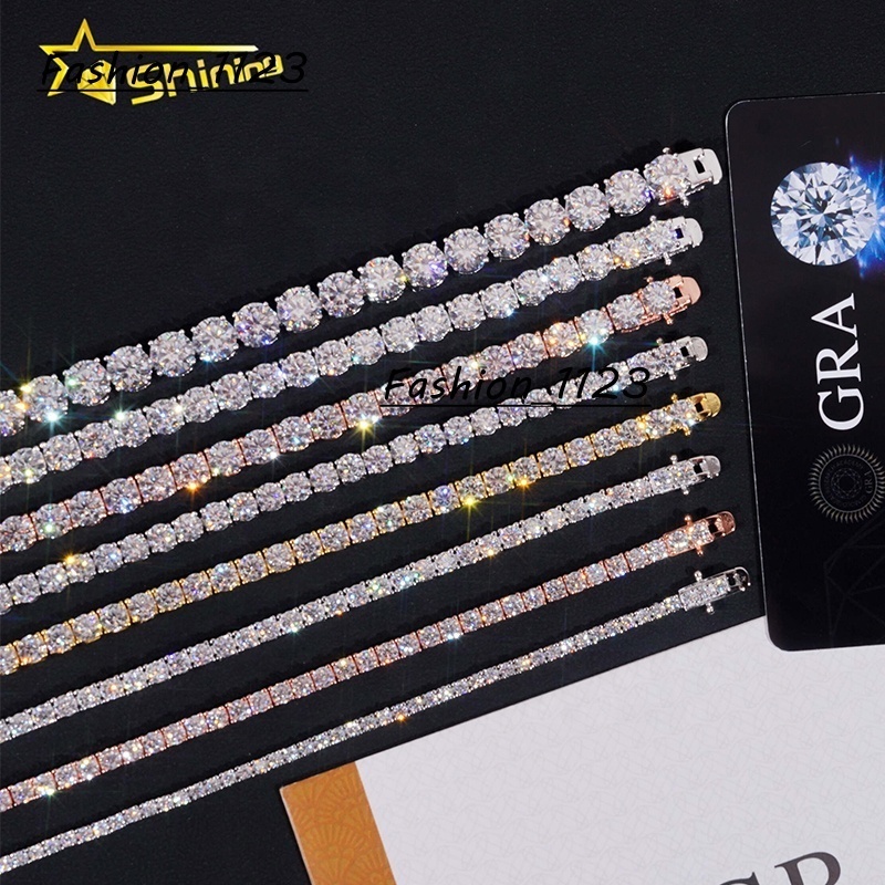 Fast Delivery Hot Sale 925 Sterling Silver Necklace Bracelet Pass Diamond Tester GRA Certified VVS Moissanite Tennis Chain