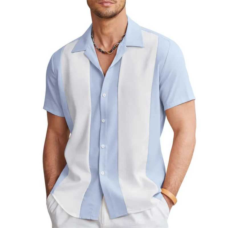 Mens shirt pattern 3D printed short sleeved casual outdoor Hawaiian mens button up shirt soft and comfortable material X250410