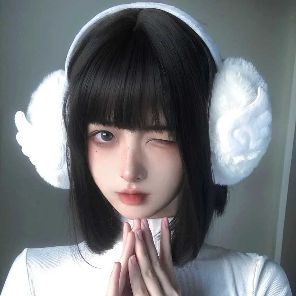 Harajuku Y2k White Angel Wings Plush Earmuffs Winter Warm For Women Girls Lovely Chic Earflap Outdoor Cold Protection Ear Cover W251110