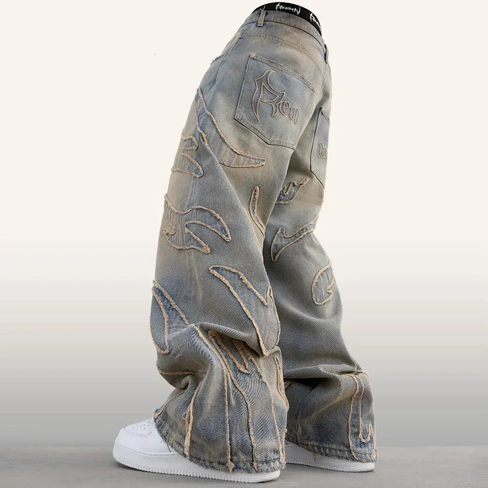 2025 Designer Men's Hip Hop Jeans Women's Summer Vintage Blue Loose Jeans Y2k Gothic High Waist Fashion Wide Leg Pants Street Casual Pants