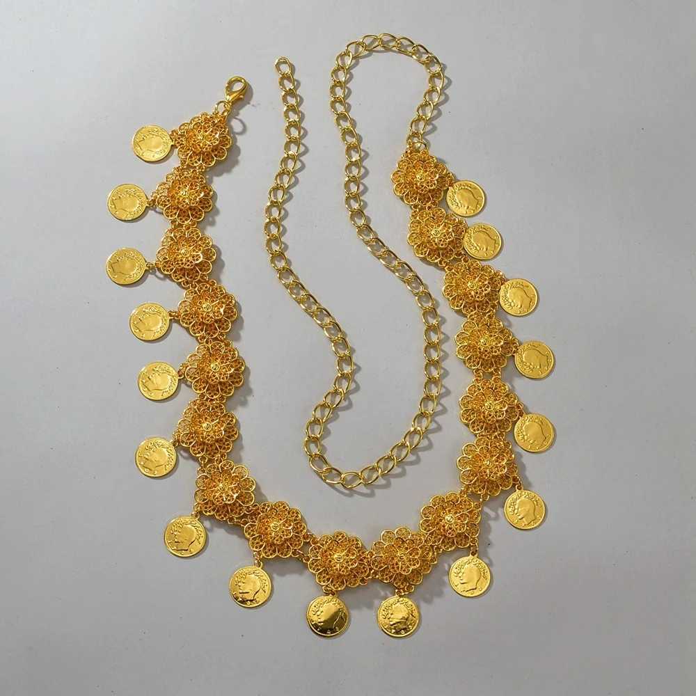 New fashion Afghan belt jewelry Bohen colored acrylic gemstone gold dropper coin tassel belt X250410