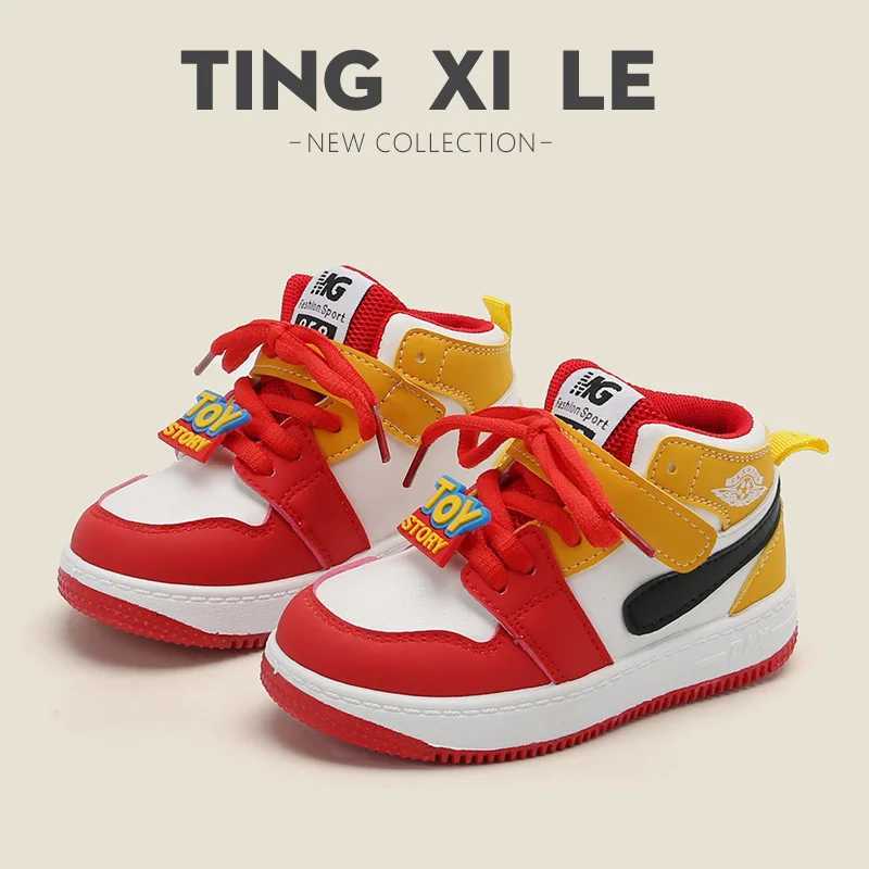 Childrens Sneakers2024Spring Boys Casual Sneakers High-Top Anti-Slip Girls Basketball Shoes Soft-Soled Baby ShoesT251110