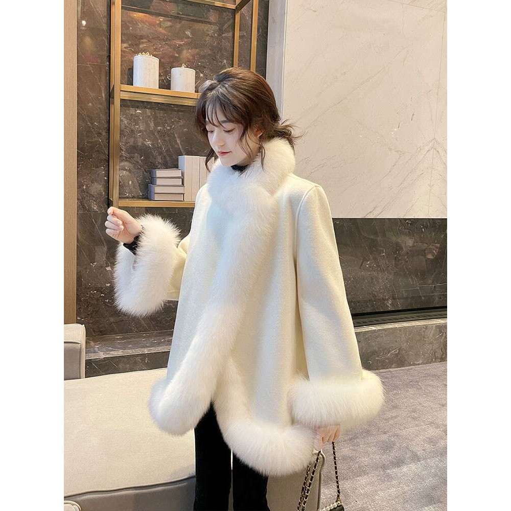 Loose Fur Cape New Fox Shawl Sheepskin Coat for Women, Youth Style Women, Women, Women,