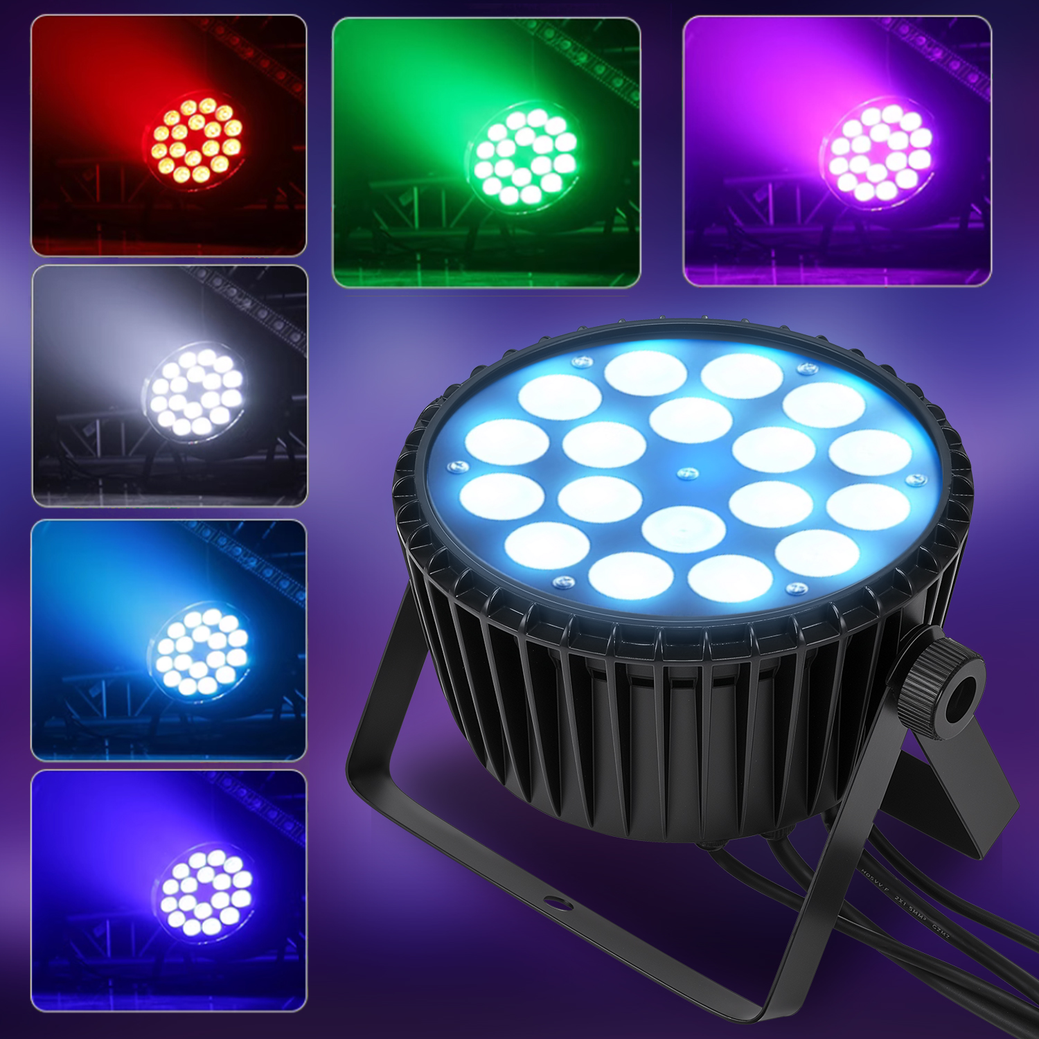 Stock In USA 18pcs of full-color flat-panel LED stage lights, four-in-one color-changing lights, wedding, bar, KTV, flashing stage atmosphere lights