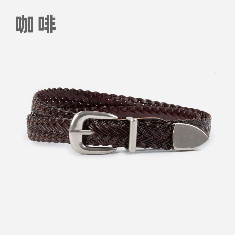 Women's Woven Vintage for Jeans Casual Pants Decoration No-Hole Pin Buckle Belt Leather Goods