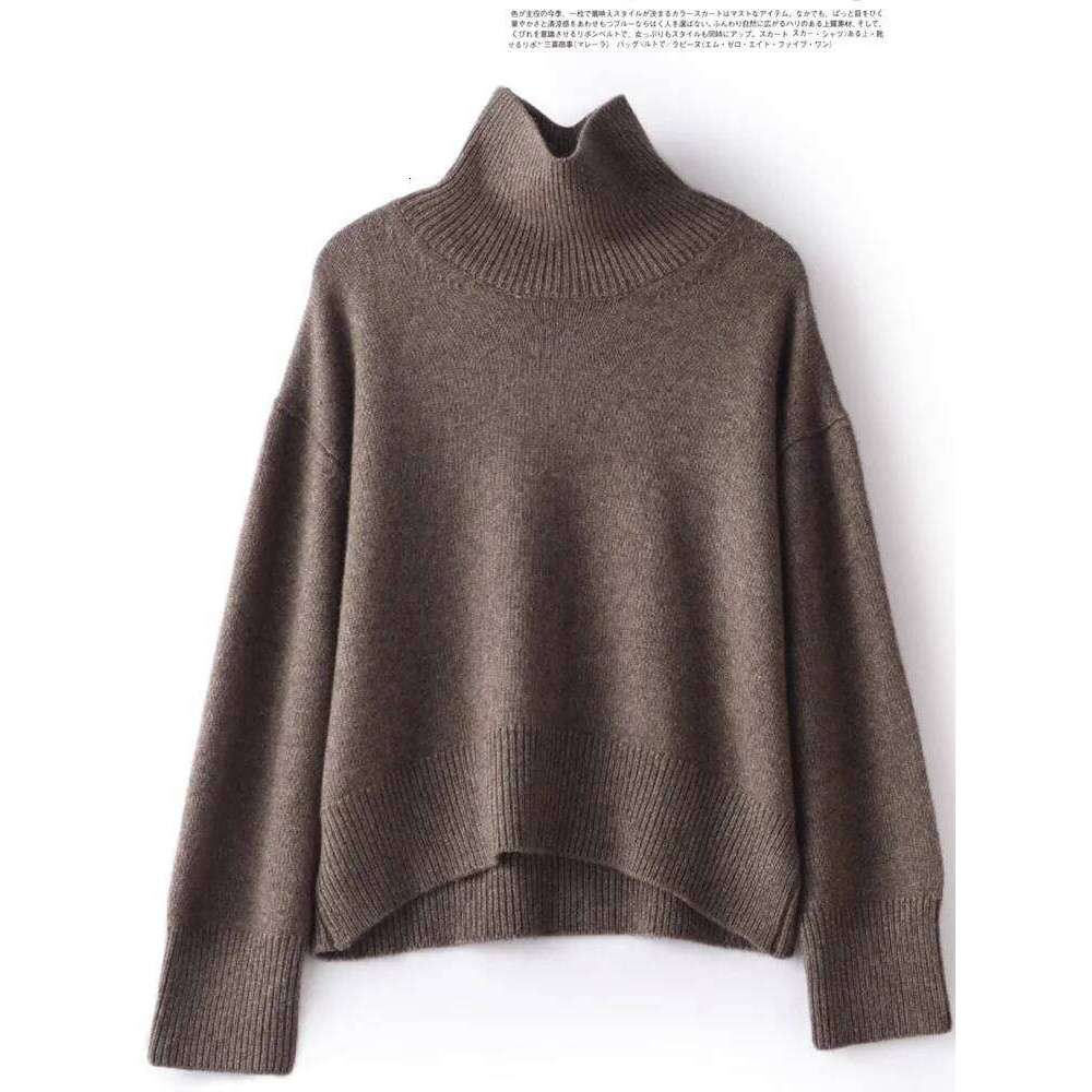 Autumn And Winter New 100% Pure Cashmere Women's Thick Turtleneck Pullover Loose Knit Sweater