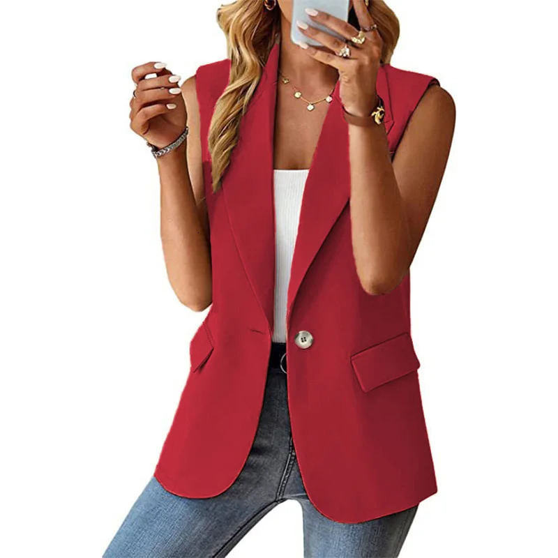 2024 SpringSummer Polo Collar Vest for Womens Commuting Sleeveless Cardigan Top 250407