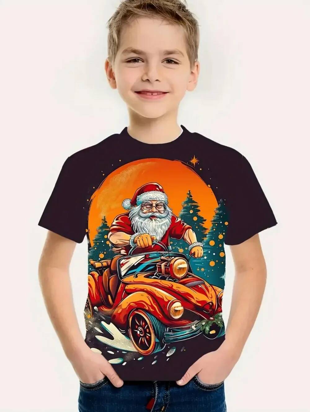 Christmas Christmas Children's Clothing Santa Claus 3D Print T-Shirts for Boys Short Sleeve Child T-Shirt Christmas Casual Girls Summer Clothes T