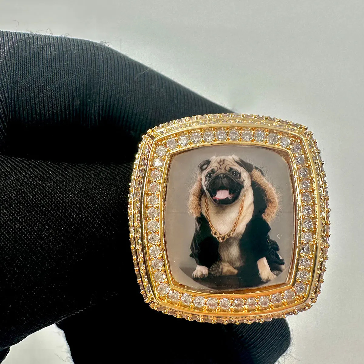 Custom Po Ring for Men Iced Out Prong Setting Hip Hop Jewelry Trend 250409