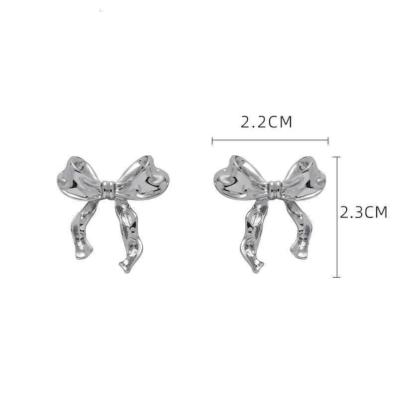 European and American Cross-Border Bowknot Earrings for Women, Niche Design, Sweet Cool Simple Style, Personality Stud Earrings, Fashionable Versatile