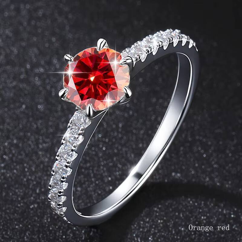1ct Moissanite Vintage Silver Ring Classic S925 Sterling Jewelry for Wedding Anniversary Party Valentines Day Gift