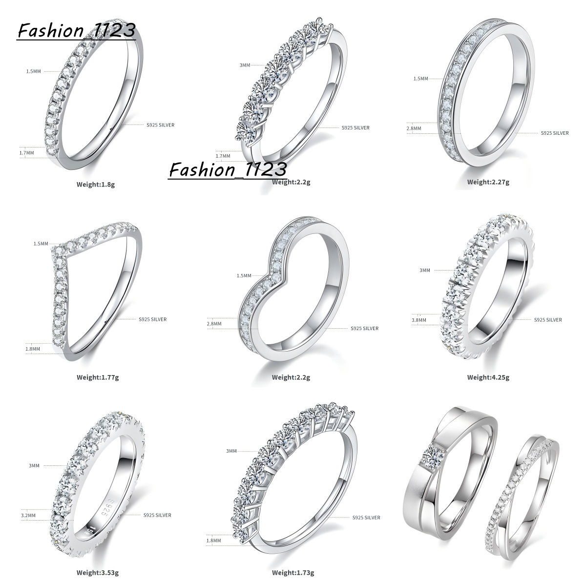 Light S925 Sterling Silver Selection D-color Moissanite Diamond Ring for Men and Women Engagement Ring Customization Supported