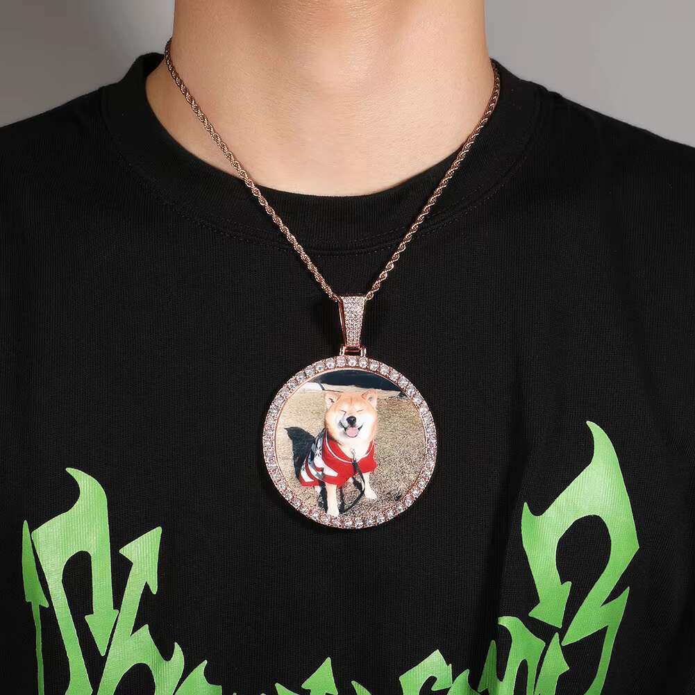 Custom Iced Out 35mm 45mm Memory Pendants Necklace Hip Hop Custom Photo Locket Picture Pendant Photo Pendant with Picture