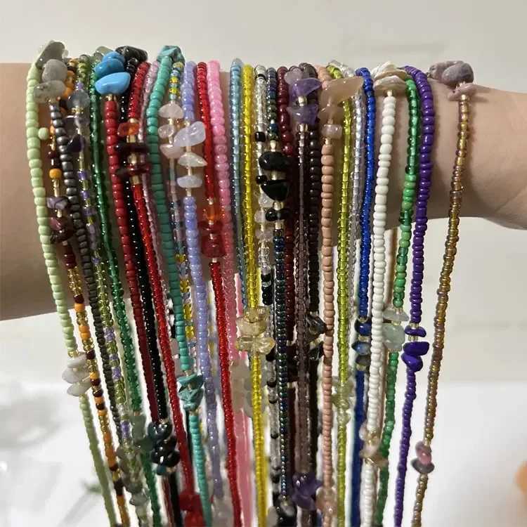 Boho Natural Crystal Ced Stone Bead Waist Chain Used for 115cm Handmade Colored Seed Bead Jewelry Gifts in Warm Summer X250410
