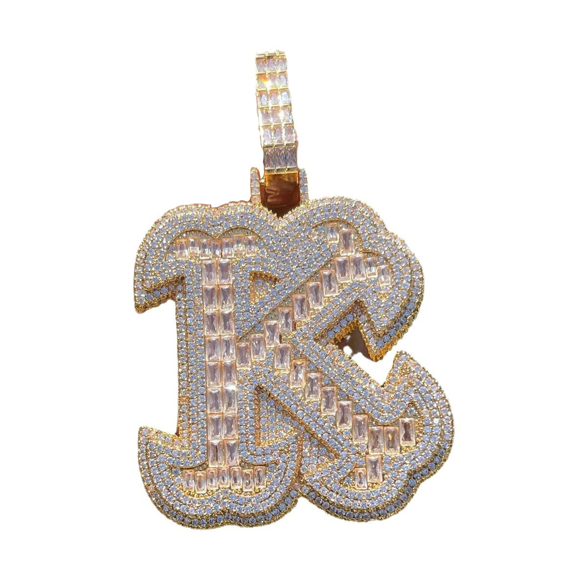 New Fish Tail Letter Hip Hop Necklace DIY Letter Splicing Combination Moissanite Necklace Pendant
