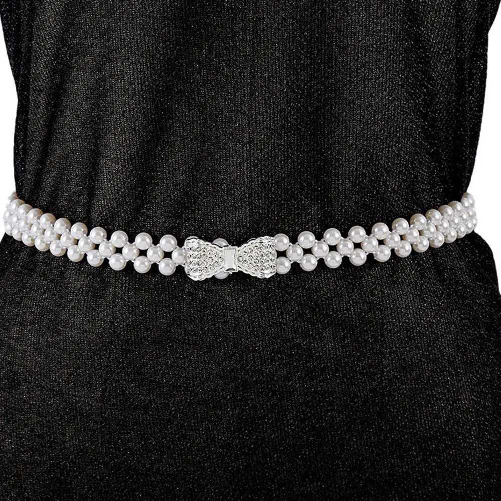 Elastic pearl strap suitable for white pearl rhinestone crystal belt wedding belt bride belt sexy maid dress girl belt X250410