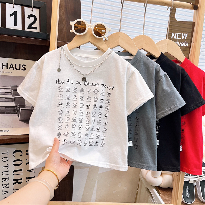 GS- Ddmyshoesvip Children S Short Sleeved T Shirt Made Of Pure Cotton Summer New Style For Round Neck Baby Summer Outfit Girls Top Boys Clothing