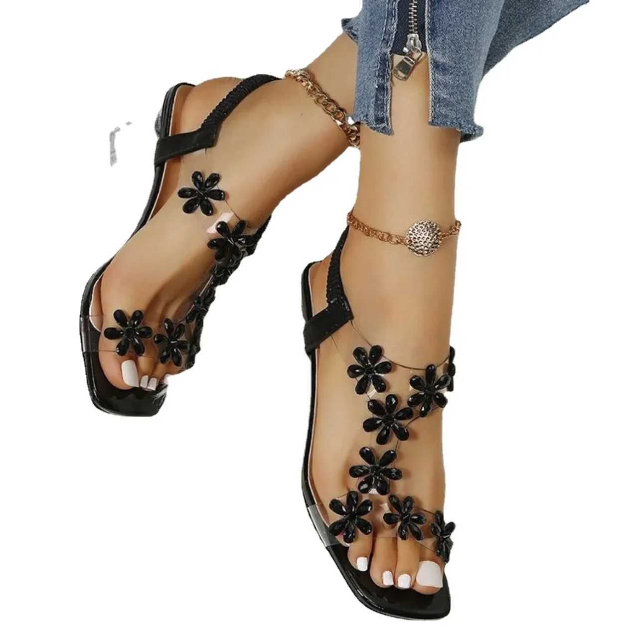 New Thick High Heels Womens Large Casual Sandals Rhine High Heels Womens High Heels Metal Butterfly Party WeddingXJ250410