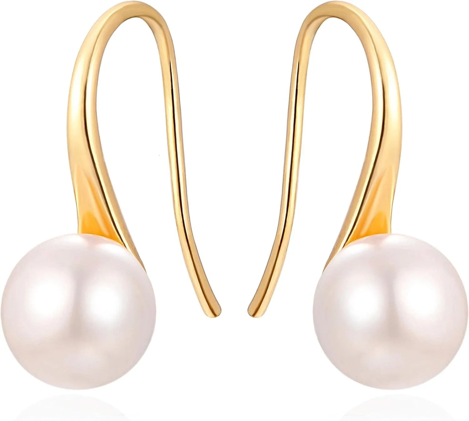 Silver Plated Gold Hoop Handpicked Quality White Freshwater Cultured Pearl Dangle Drop Earrings Jewelry for Women 251103