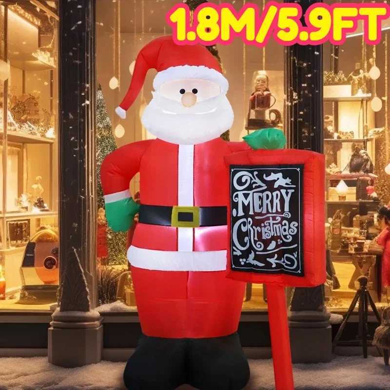 Christmas 18M/59FT Inflatable Santa Claus with Merry Christmas Sign Lights LED Home Holiday Lighting Decor Yard Xmas Supplies Decor Y251111