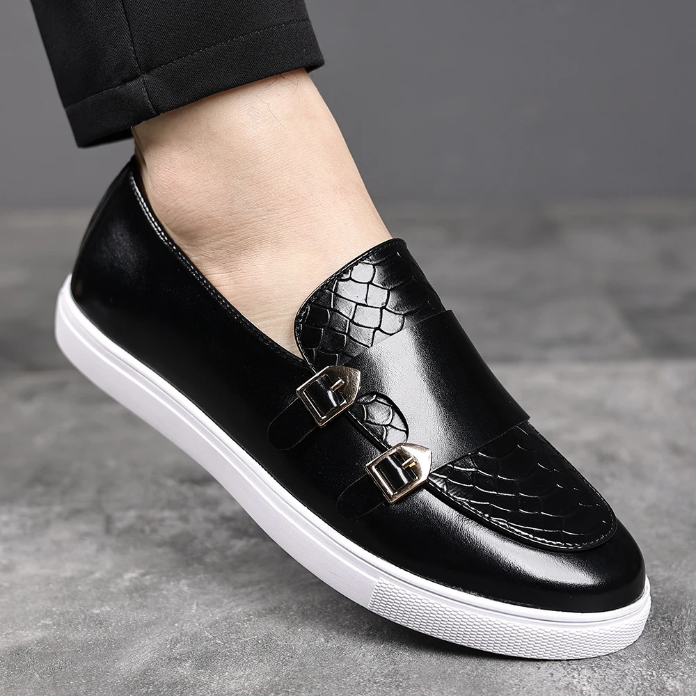 Solid-Color Mens Casual Loafers For Autumn And Winter Fashionable Pattern Double-Breasted Comfortable Flat Shoes 251106