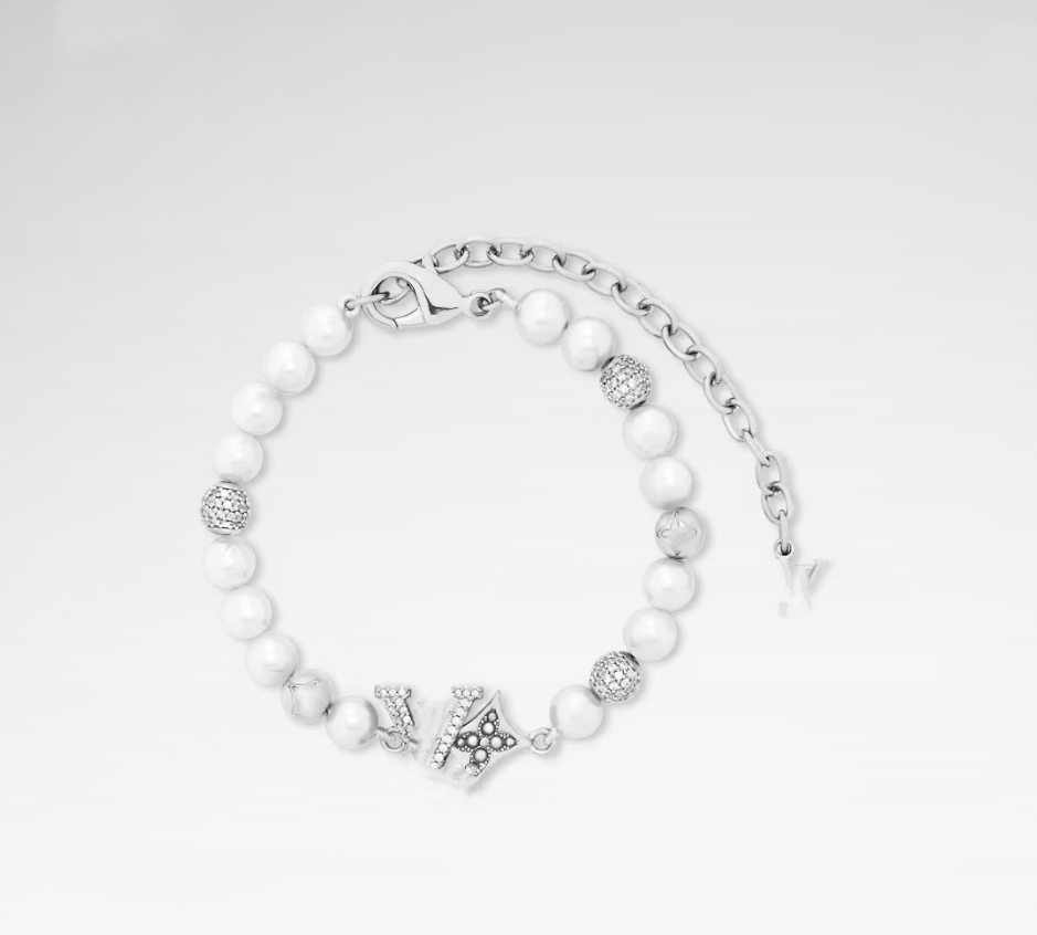 With Box New Designer Diamond Men Charm Bracelets White Pearl Fashion Bracelet Bangles Brand Luxury Best Boyfriend Jewelry Gift