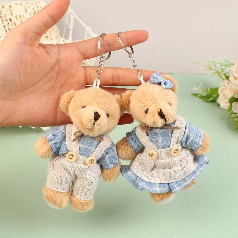 Cute clothing bear plush toy cartoon rabbit pendant soft filled doll keychain backpack car bag keyring decoration childrens gift W250411