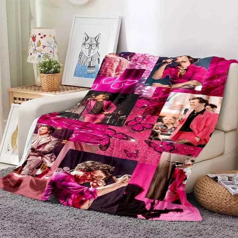 Harrystyles Flannel Soft Blanket Warm Retro Blankets for Beds Bedroom Living Room Sofa Blanket Travel Picnic Blanket C251111