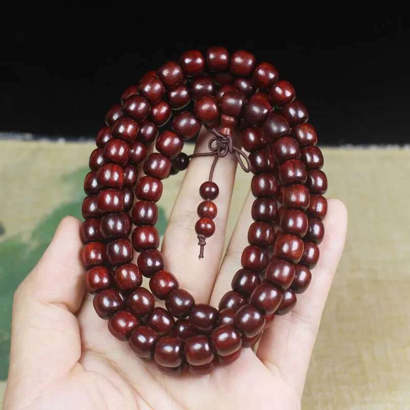 Red Sandalwood Old Type Bracelet 108 Small Leaf Rosewood Beads
