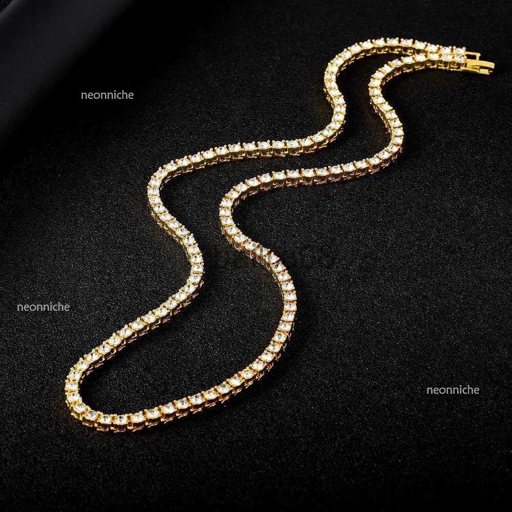 Pendant Necklaces New 4MM Iced Out tennis Brelet Neckle Men Tennis Fashion Hip-Hop Jewelry Women 16/18/20/24/30inch Choker Chain Gift J230620