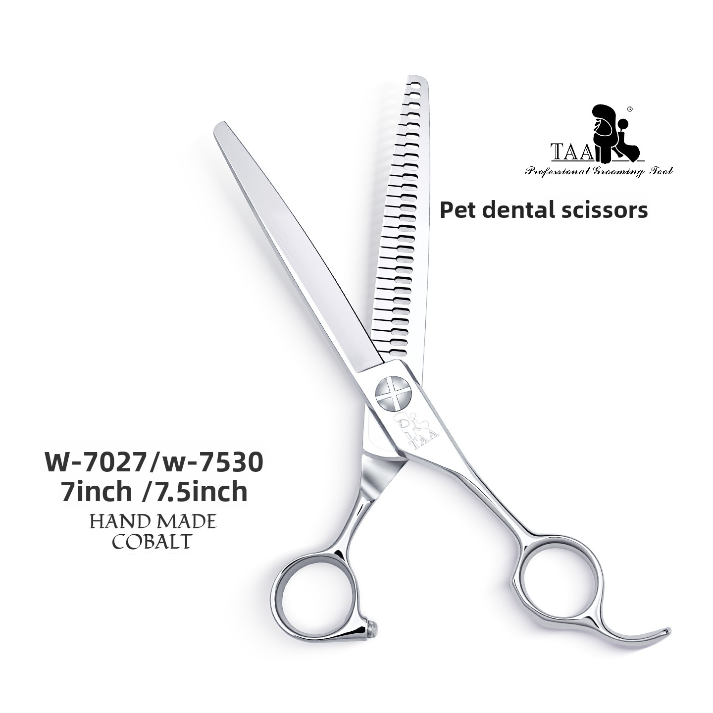 Professional Pet Grooming Dental Scissors, 7/7.5 Inch Cobalt Alloy Dog Cat Hair Trimming Shears, Precision Pet Grooming Tool -W7027/W7530