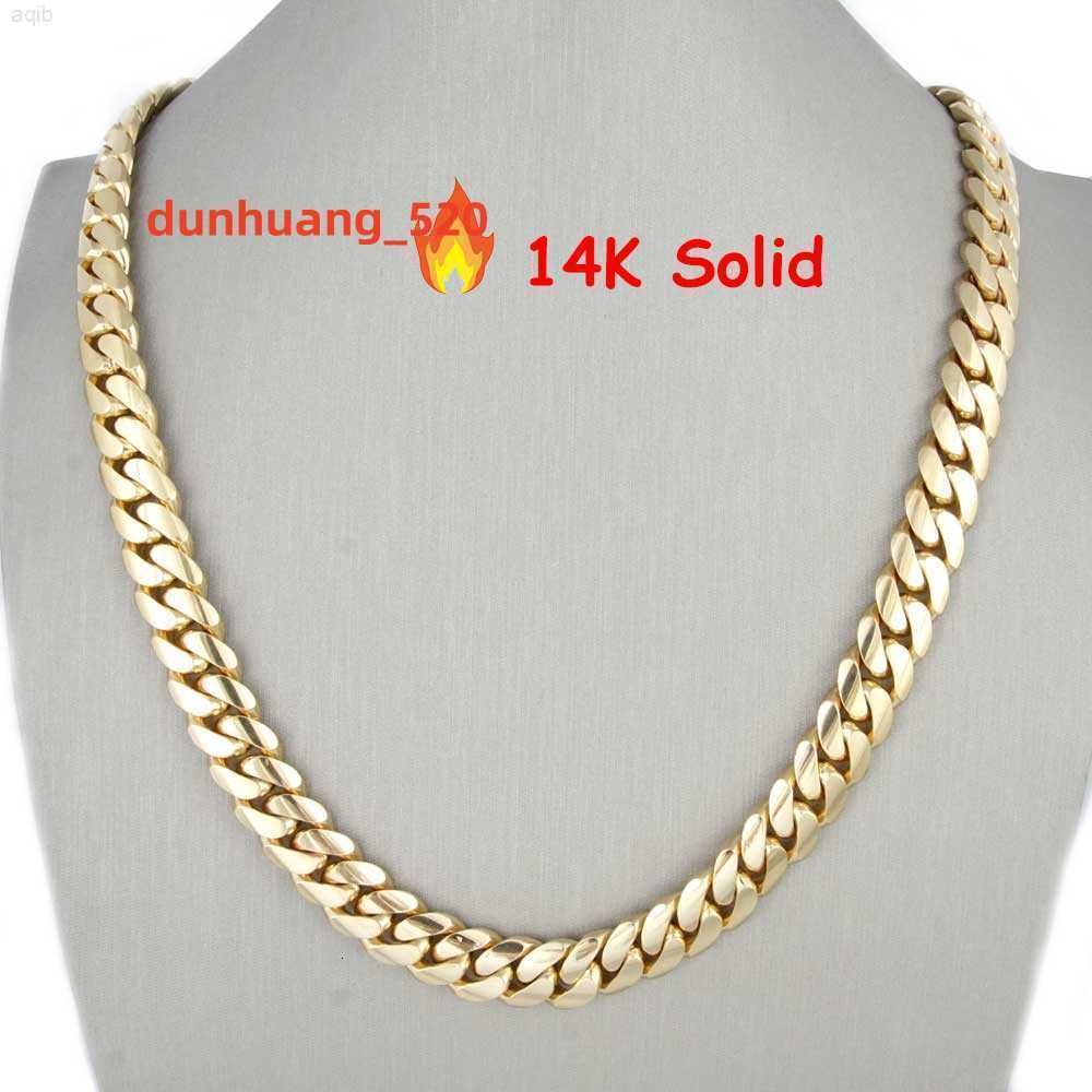 Hip Hop Jewelry Design Luxury Custom 14k Real Yellow Gold Heavy Plain Miami Cuban Curb Link Chain for Men