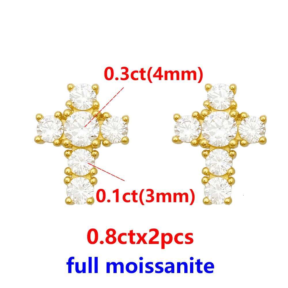 Full Moissanite Diamond Womens Cross Earrings D Color VVS S925 Sterling Sliver Hip Hop Top Quality Earrings for Women Men