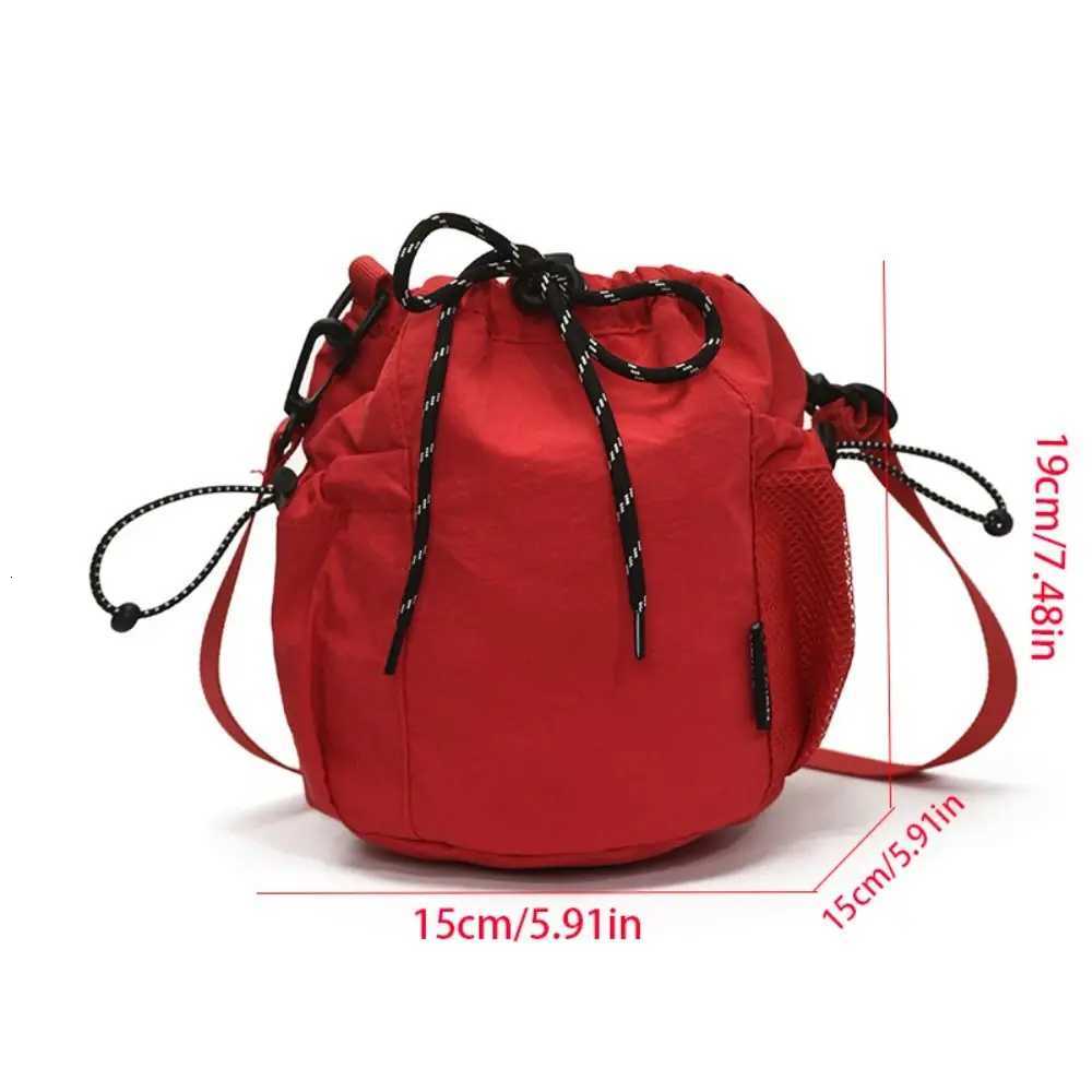 Korean Style Drawstring Bucket Bag Purse Handbag Nylon Shoulder Bag Mobile Phone Bag Solid Color Small Crossbody Bag OutdoorT251110