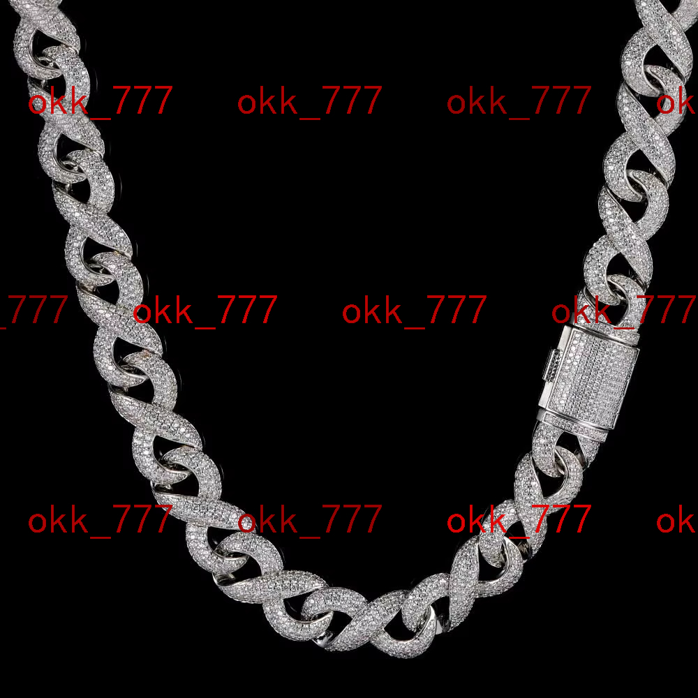 Factory Wholesale Big Size Gold Plated Iced Out Cuban Necklace 18mm Prong Cuban Chain Necklace Moissanite Diamond Cuban Chain