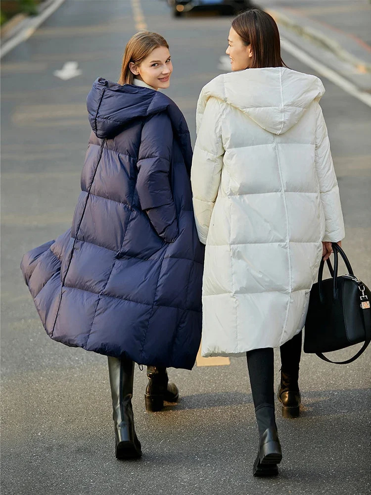 AMII Minimalist Down Jacket Coat Women Winter Warm Long Bread Puffer Coat Light Thick Quality Fashion Outerwear 12324060 251110