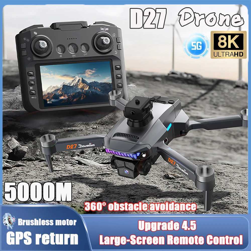 New D27 upgraded version equipped with Sn LCD transmission memory card drone 8K high-definition 5G GPS professional aerial photography RC drone 5KMXJ2