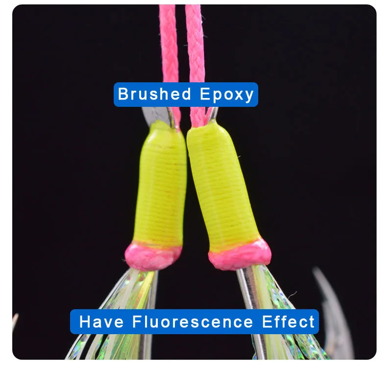 2pairPack High Carbon Steel Assist Double Hook for Sea Fishing Luminous Barbed Sizes 250 Slow Jig Metal Fishhook 251103